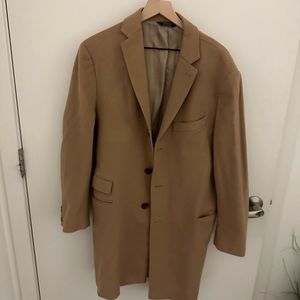 Saks 5th Avenue Beige Neutral Overcoat Men Size Large